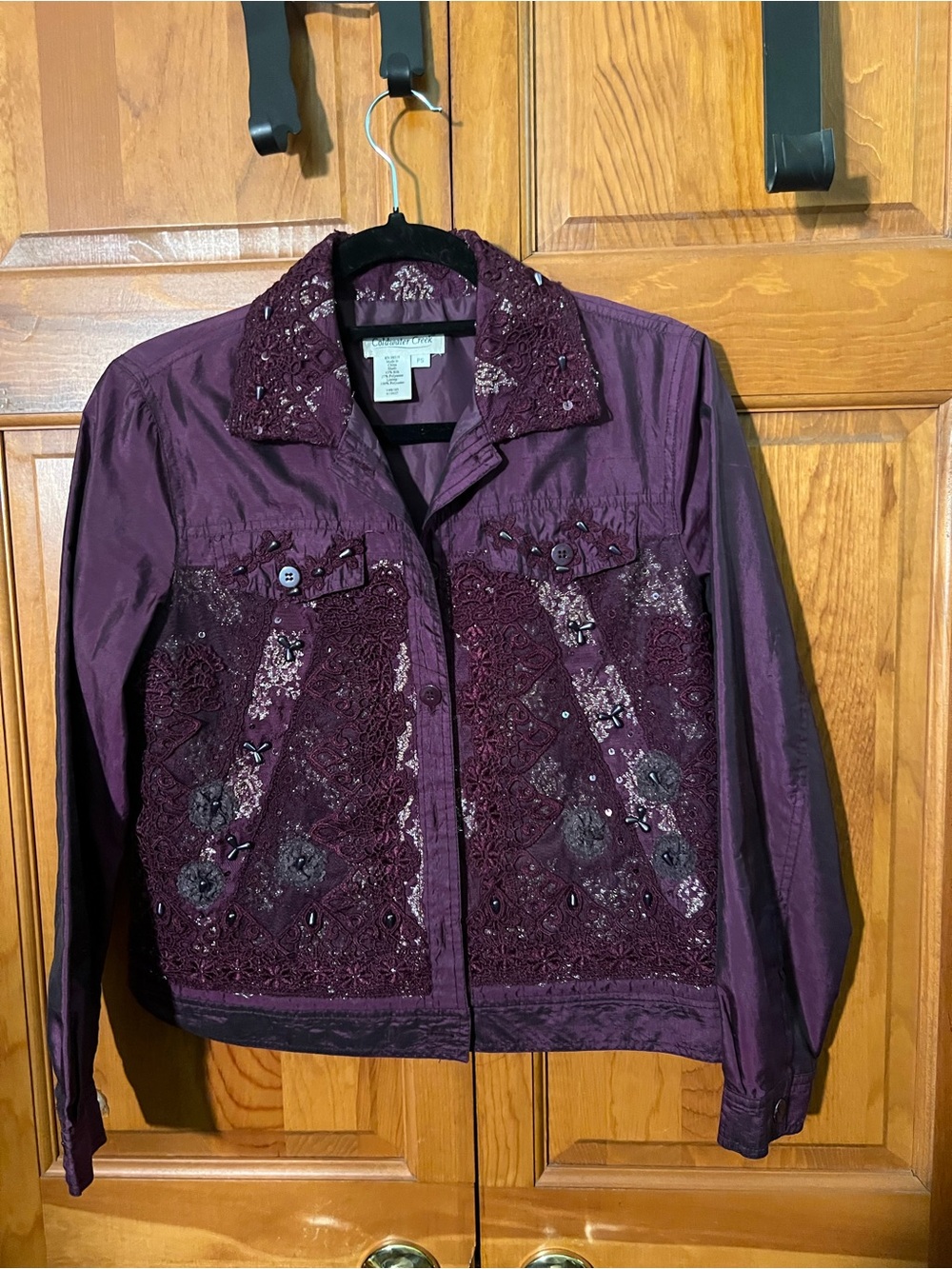 Coldwater Creek Embellished Plum Jean Jacket